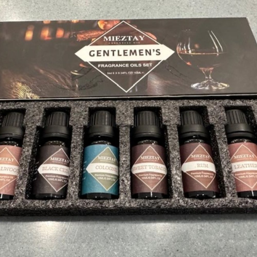 Mens Essential Fragrance Oil Set ~ Mieztay Rum, Leather, Sandalwood Aromatherapy